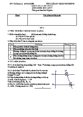 Kiểm tra chương 1 môn Hình học lớp 7 (Đề 4)